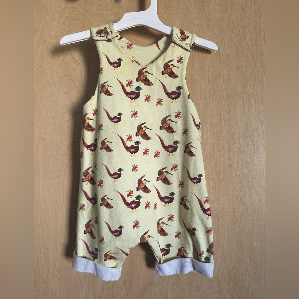 The Little Fawn - Pheasant and Woodcock Short Cuffed Romper